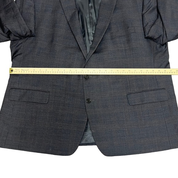 Ralph Ralph Lauren Blazer Jacket Mens 54R Plaid Wool Spandex Dark Gray 56” Chest - Picture 7 of 10